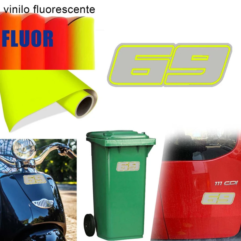 Pegatina de vinilo numero 69 versión Dream Fluorescente, 2 colores