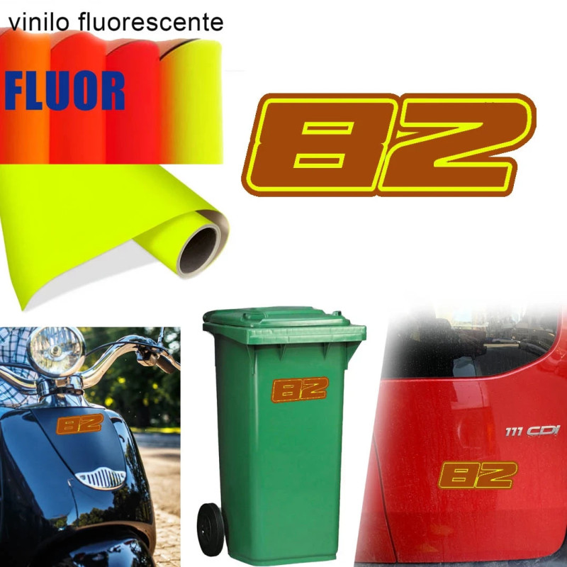 Pegatina de vinilo numero 82 versión Dream Fluorescente, 2 colores