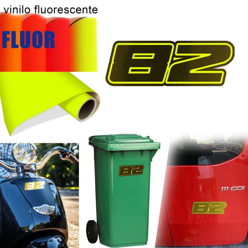 Pegatina de vinilo numero 82 versión Dream Fluorescente, 2 colores