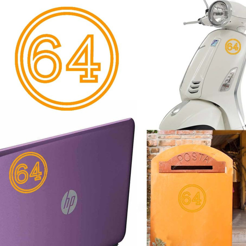 Pegatina de vinilo numero 64 versión vii,