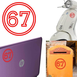 Pegatina de vinilo numero 67 versión vii,
