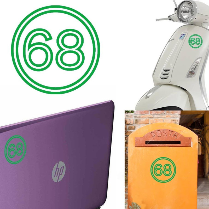 Pegatina de vinilo numero 68 versión vii,