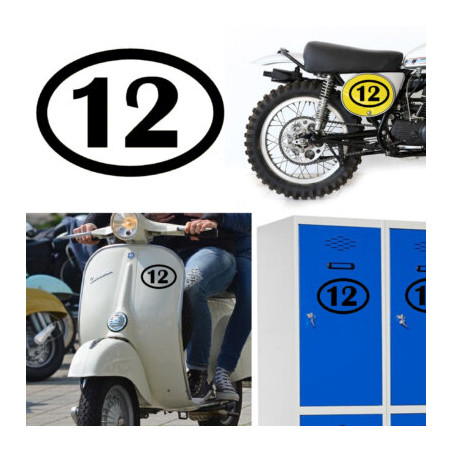 Numero 12 oval, pegatina de vinilo