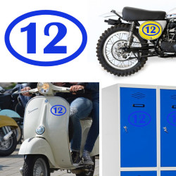 Numero 12 oval, pegatina de vinilo