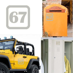 Pegatina de vinilo numero 67 version v1sq,