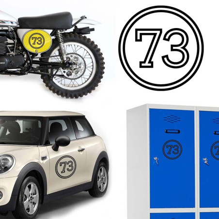 Pegatina de vinilo numero 73 versión vii,