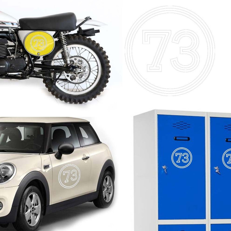 Pegatina de vinilo numero 73 versión vii,