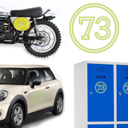 Pegatina de vinilo numero 73 versión vii,