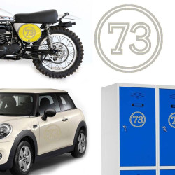 Pegatina de vinilo numero 73 versión vii,