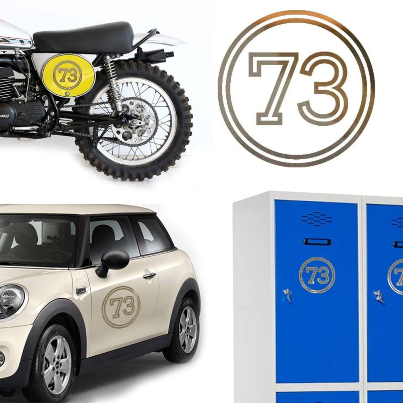 Pegatina de vinilo numero 73 versión vii,