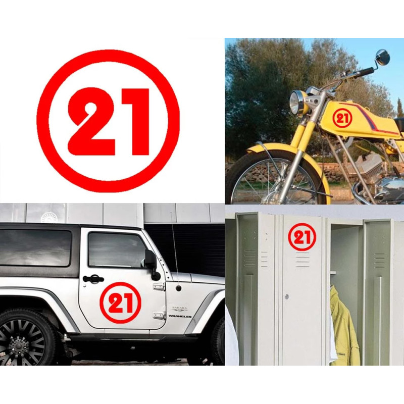 numero 21 versión v2, pegatina de vinilo