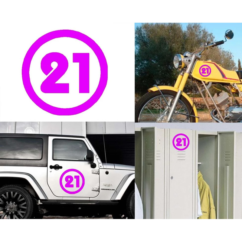 numero 21 versión v2, pegatina de vinilo