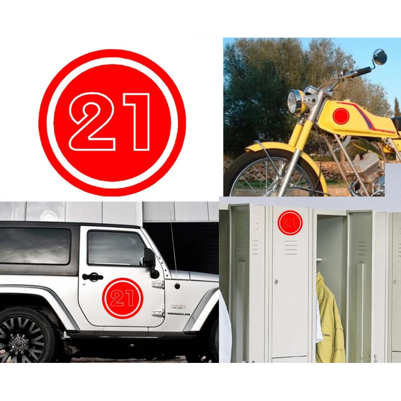 numero 21 versión v02, pegatina de vinilo