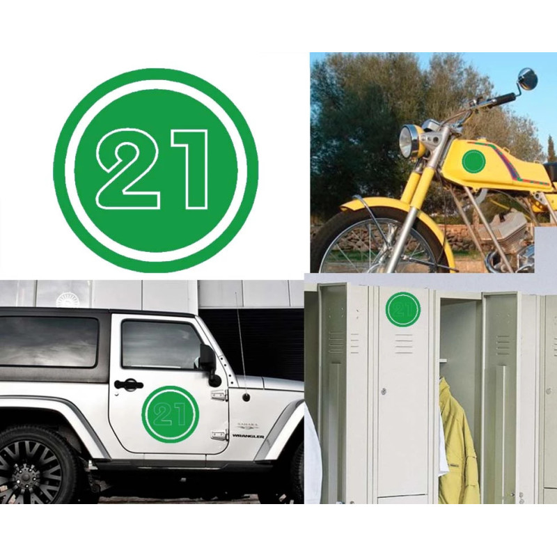 numero 21 versión v02, pegatina de vinilo