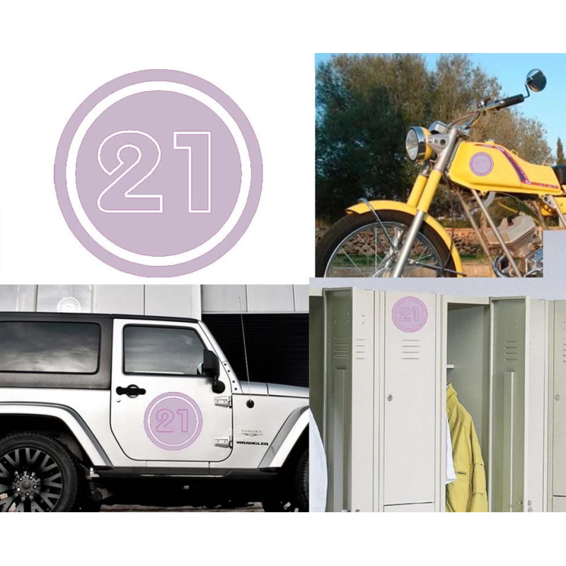 numero 21 versión v02, pegatina de vinilo