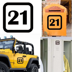 numero 21 versión v1 sq, pegatina de vinilo