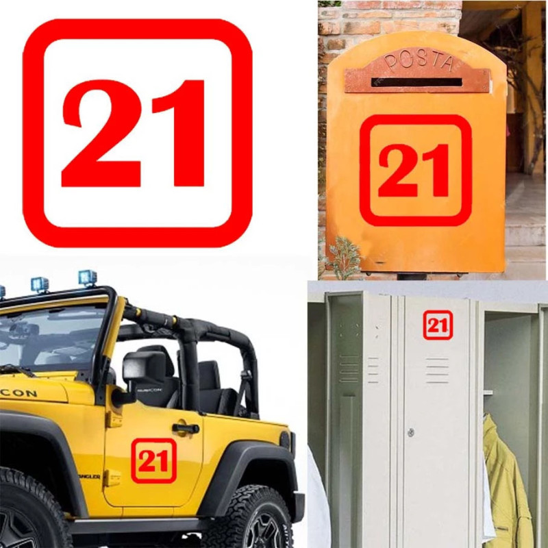 numero 21 versión v1 sq, pegatina de vinilo