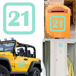 numero 21 versión v1 sq, pegatina de vinilo