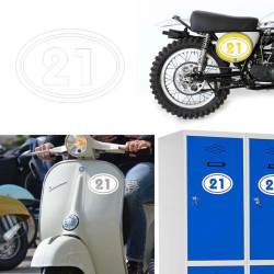 numero 21 versión v02 oval, pegatina de vinilo