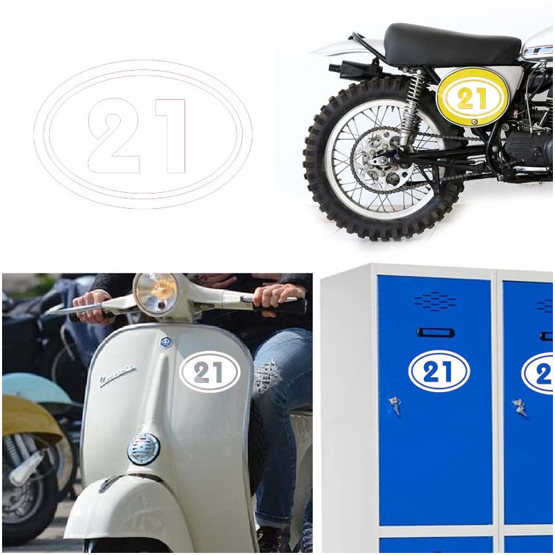 numero 21 versión v02 oval, pegatina de vinilo