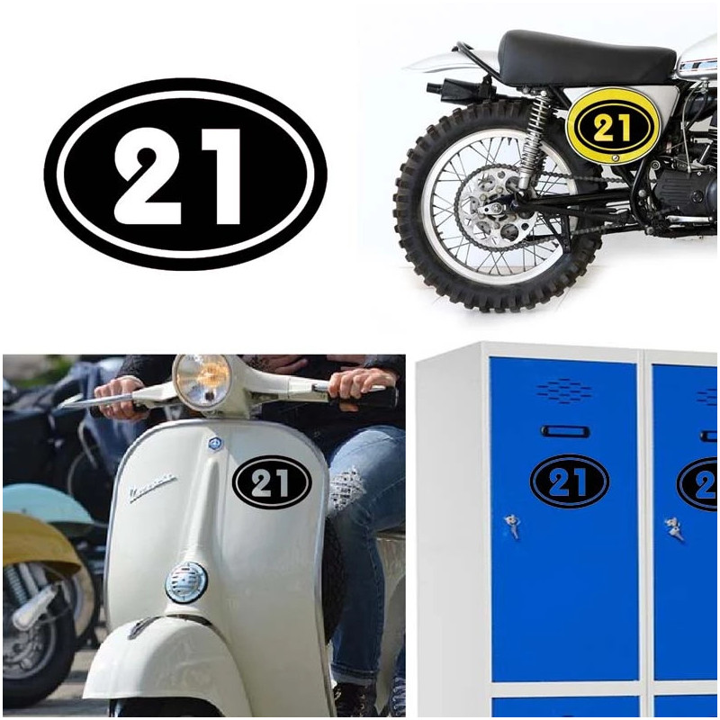numero 21 versión v02 oval, pegatina de vinilo