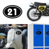 numero 21 versión v02 oval, pegatina de vinilo