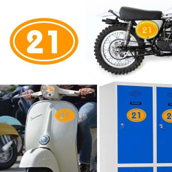 numero 21 versión v02 oval, pegatina de vinilo