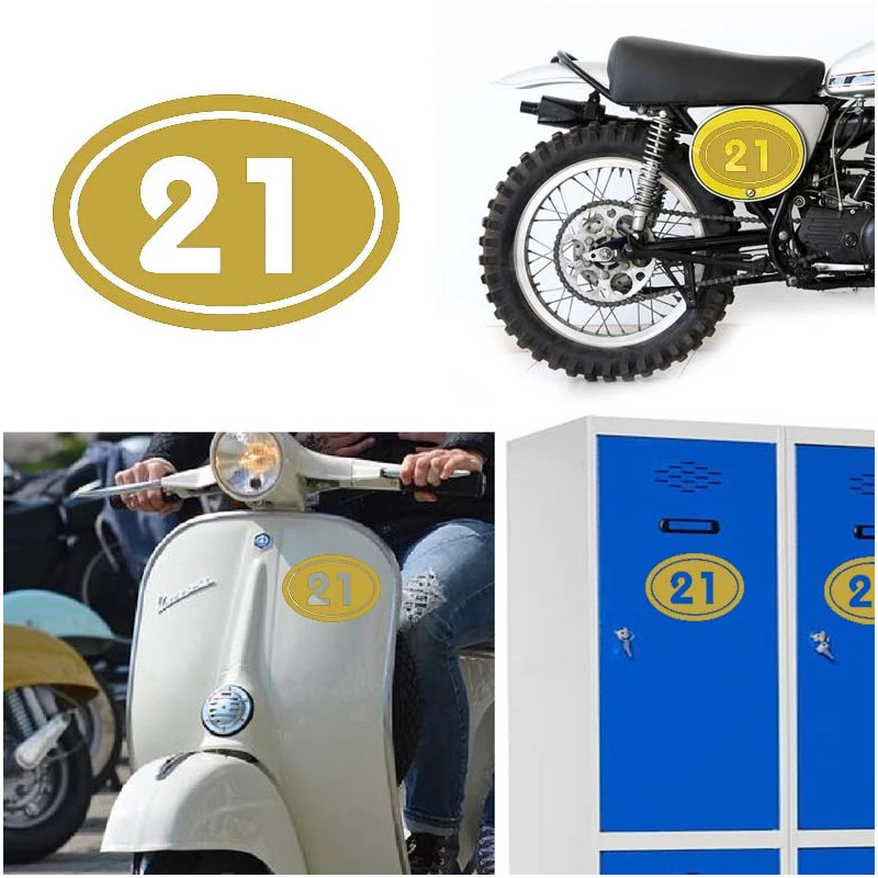 numero 21 versión v02 oval, pegatina de vinilo