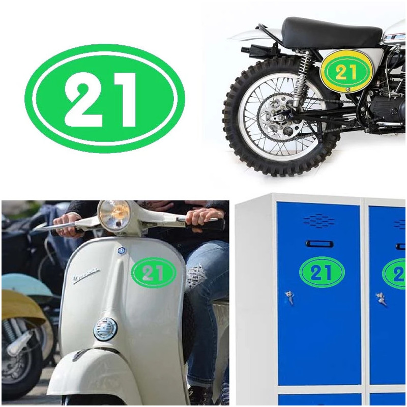 numero 21 versión v02 oval, pegatina de vinilo
