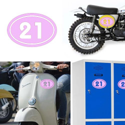 numero 21 versión v02 oval, pegatina de vinilo