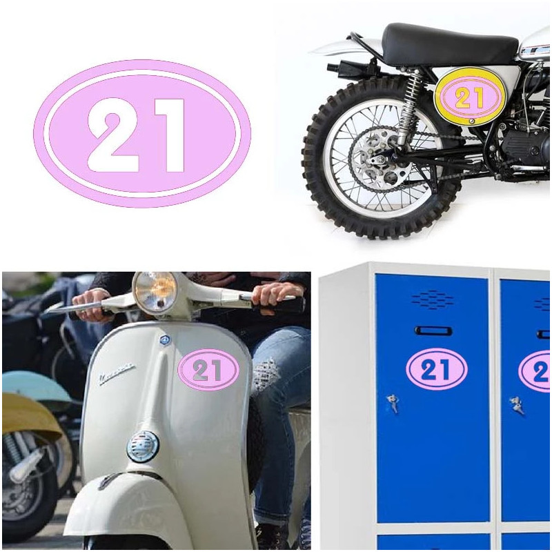 numero 21 versión v02 oval, pegatina de vinilo