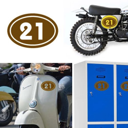numero 21 versión v02 oval, pegatina de vinilo