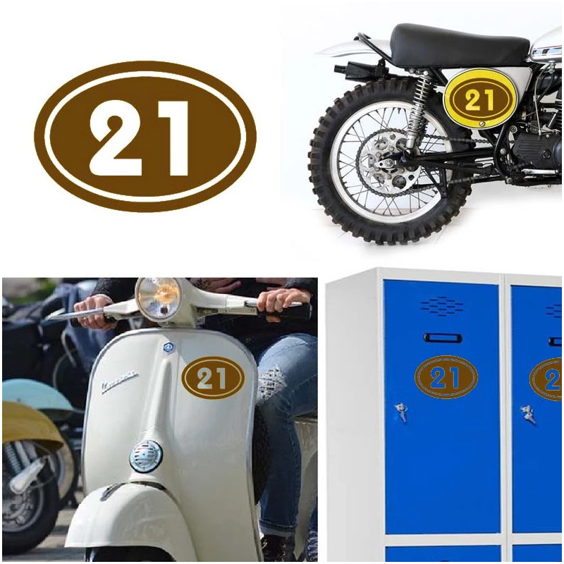 numero 21 versión v02 oval, pegatina de vinilo