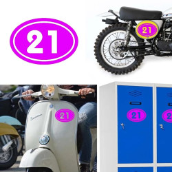numero 21 versión v02 oval, pegatina de vinilo