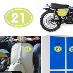 numero 21 versión v02 oval, pegatina de vinilo