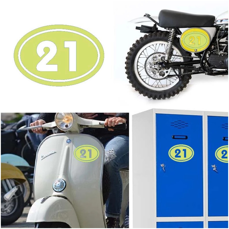 numero 21 versión v02 oval, pegatina de vinilo