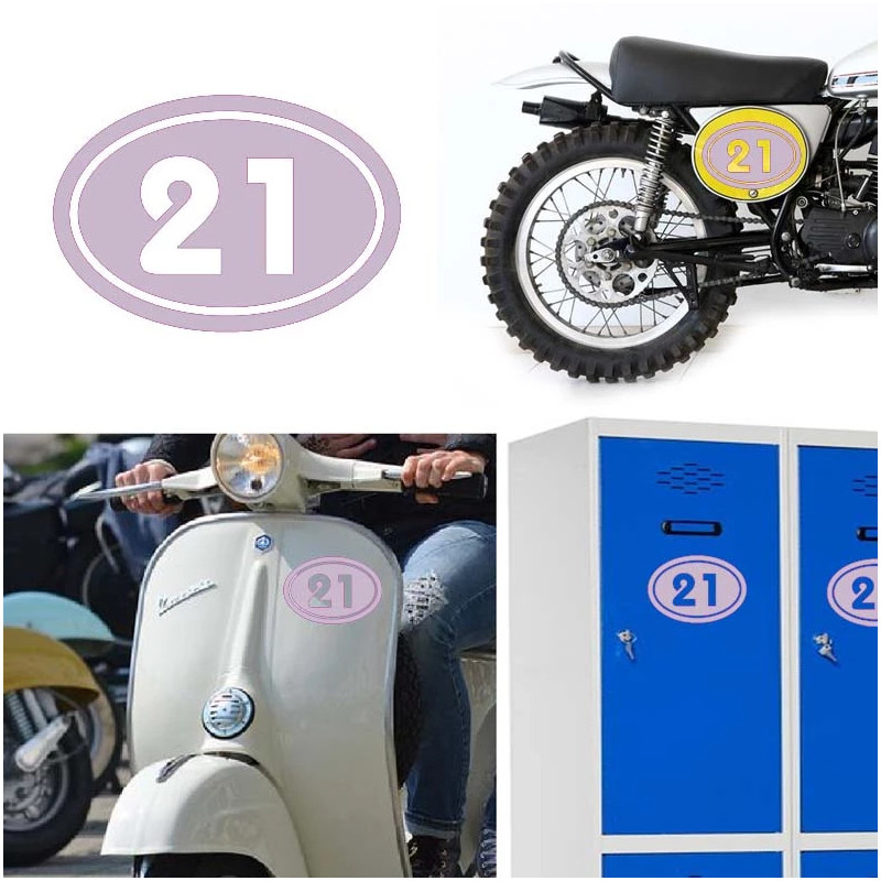 numero 21 versión v02 oval, pegatina de vinilo