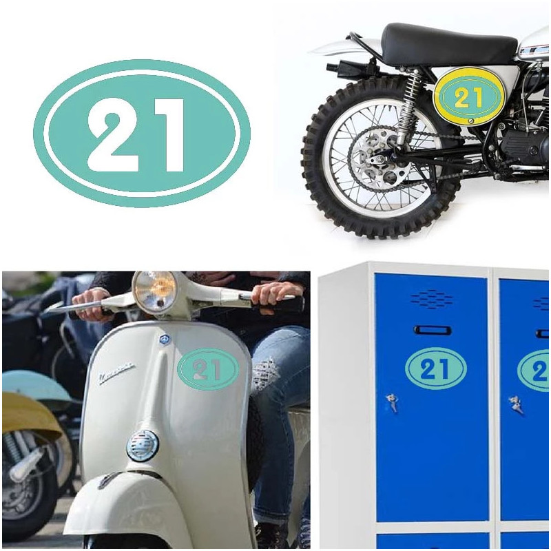numero 21 versión v02 oval, pegatina de vinilo
