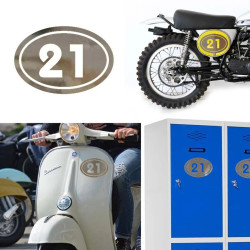numero 21 versión v02 oval, pegatina de vinilo