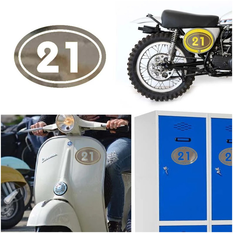 numero 21 versión v02 oval, pegatina de vinilo