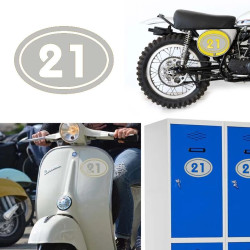 numero 21 versión v02 oval, pegatina de vinilo