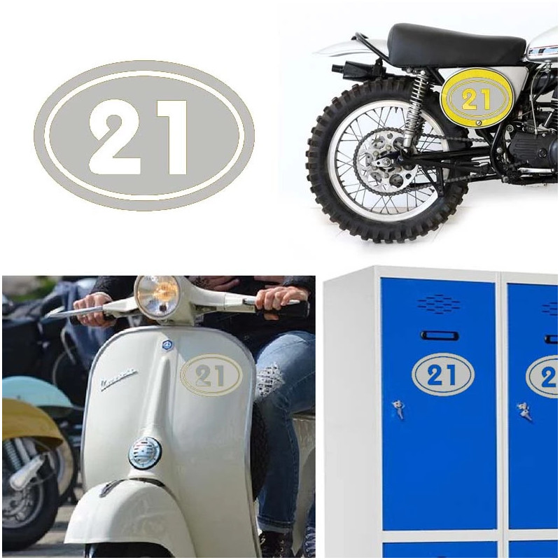 numero 21 versión v02 oval, pegatina de vinilo
