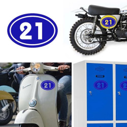 numero 21 versión v02 oval, pegatina de vinilo