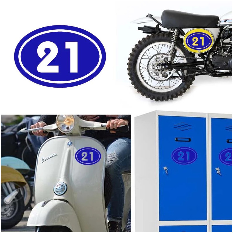 numero 21 versión v02 oval, pegatina de vinilo