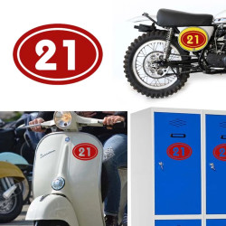 numero 21 versión v02 oval, pegatina de vinilo