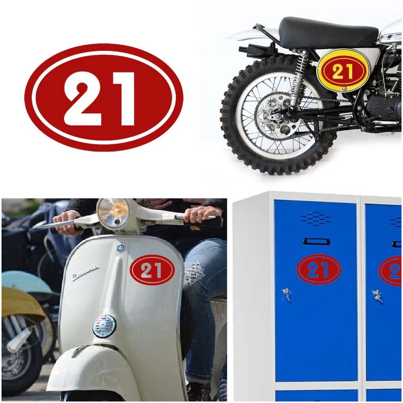 numero 21 versión v02 oval, pegatina de vinilo