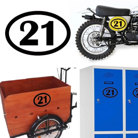 numero 21 versión v1 oval, pegatina de vinilo