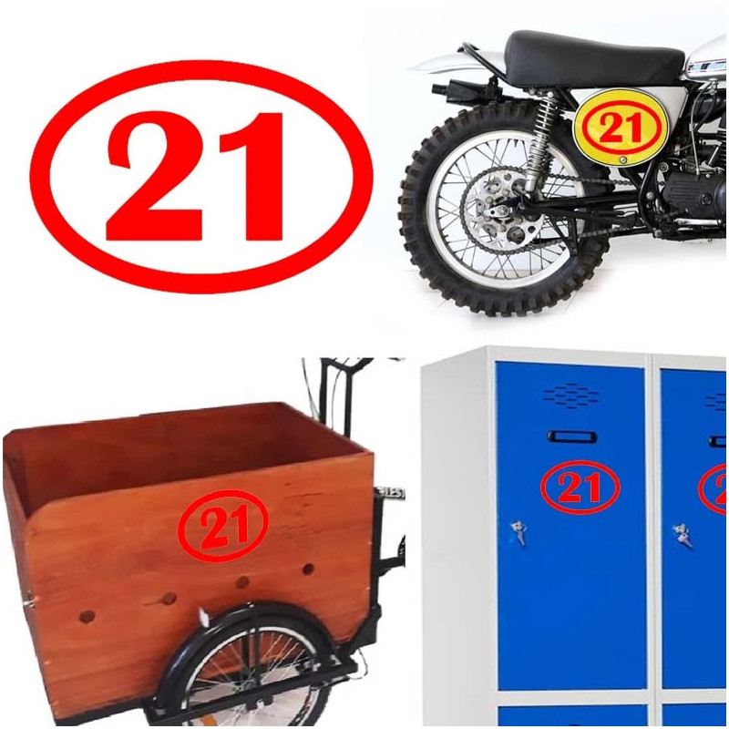 numero 21 versión v1 oval, pegatina de vinilo