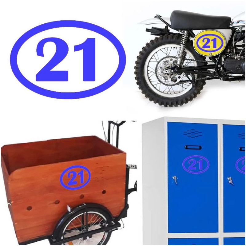 numero 21 versión v1 oval, pegatina de vinilo