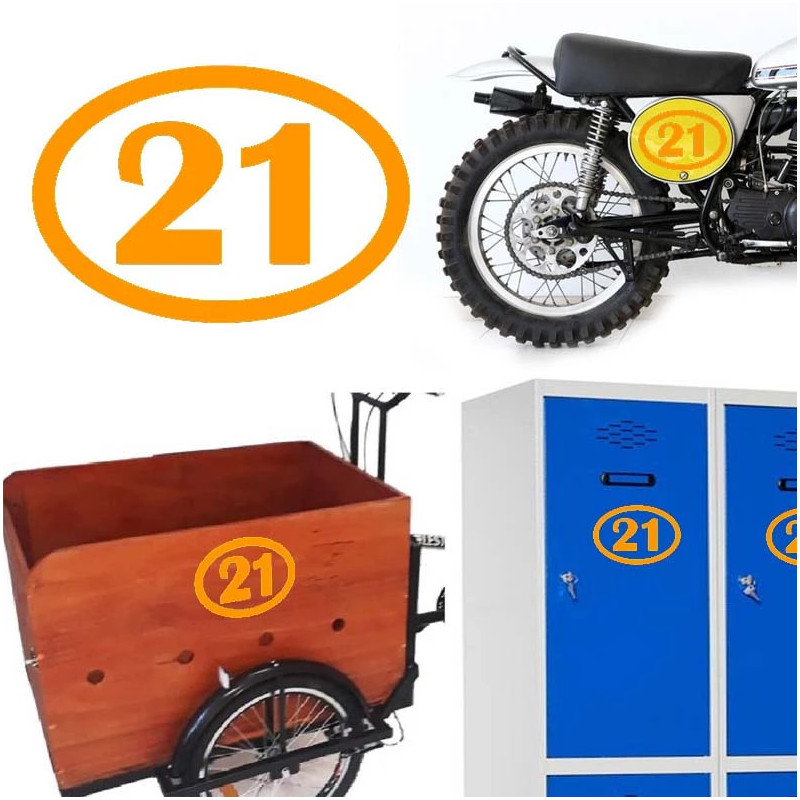 numero 21 versión v1 oval, pegatina de vinilo